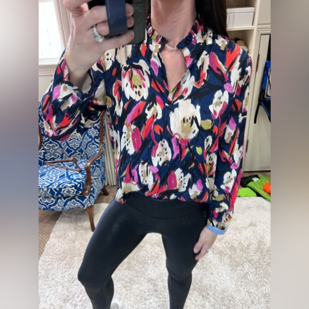 NWT NIC+ZOE Zappy Blooms Top Long Sleeve PS